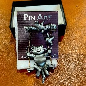 Whimsical cat pin